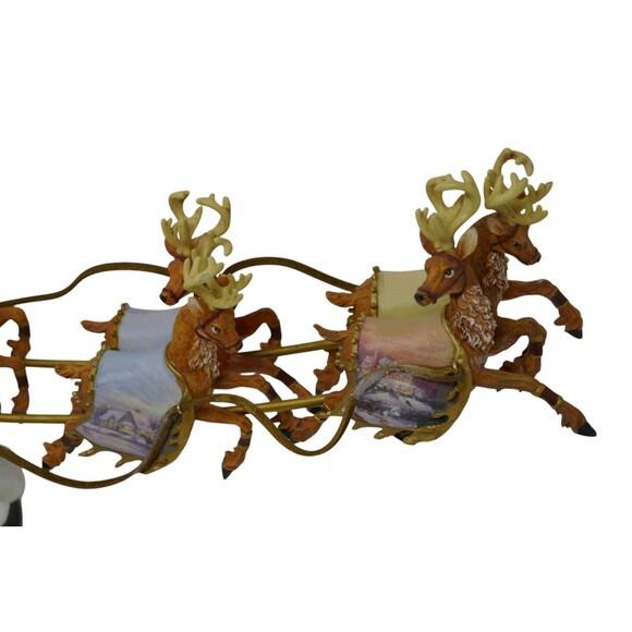 Bradford 2004 Thomas Kinkade Night Before Christmas Illuminated Santa Sleigh - Picture 9 of 16